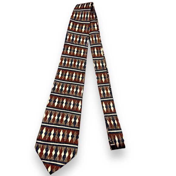 G.J. Cahn‎ Mens Vintage Silk Dress Tie Made in USA Geometric Diamond 60" 3.75" - Picture 2 of 9